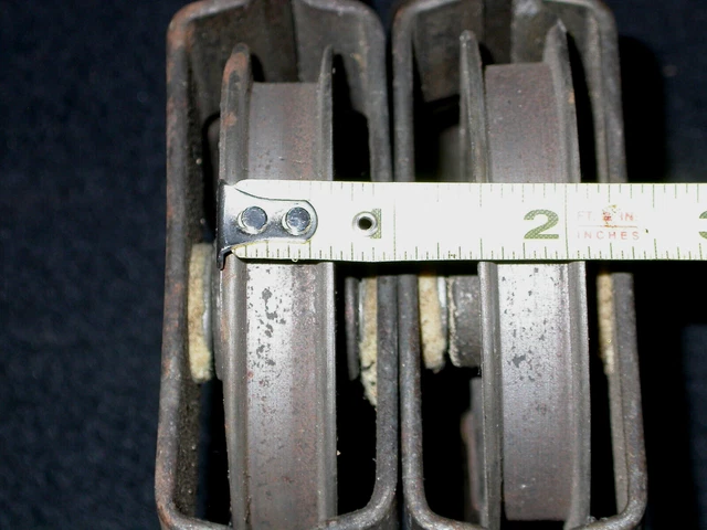 Pair Antique Vintage Barn Door Line Pulleys 3 3/8” Wheel Farm Tool - Lot of 2 8
