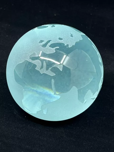 100mm Genuine Crystal World Globe Earth Sphere Etched Frosted