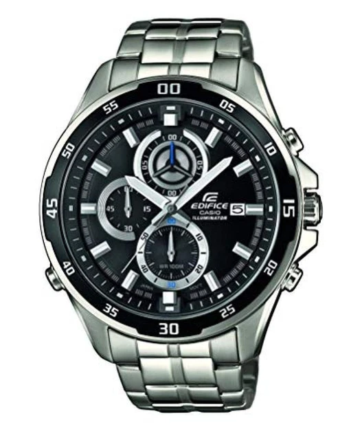 Casio EDIFICE Orologio, Robusta Cassa, 10 BAR, Nero, Uomo con Cinturino in Accia