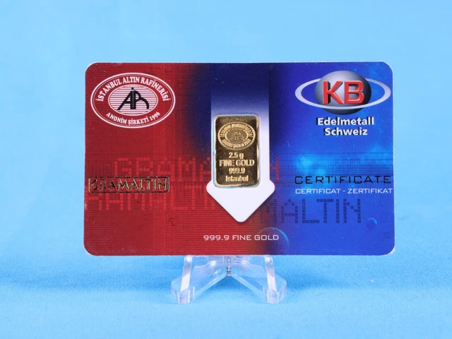 Gold Bars KB Precious Metal Switzerland 2.5 Grams 999.9 Gold in Blistercard 046545