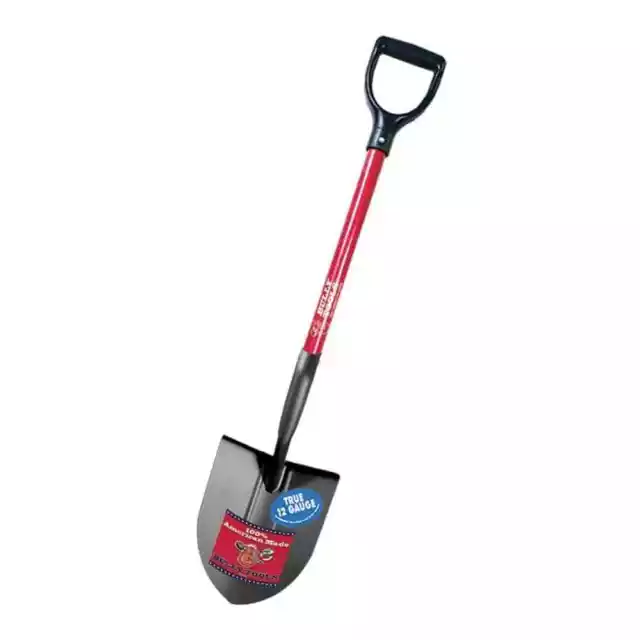 Bully Tools Round Point Shovel Garden Outdoor Digging Fiberglass D Grip Handle