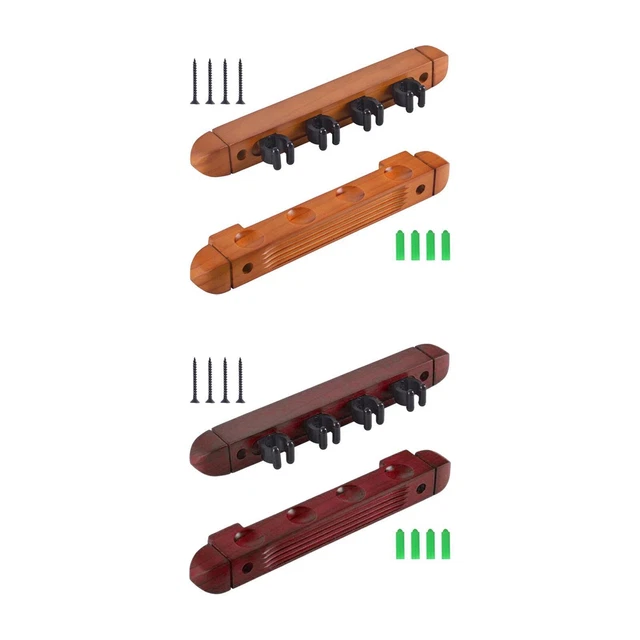 Porte-Queues De Billard Rockible - Support Mural 4 Clips En Bois 27,3cm