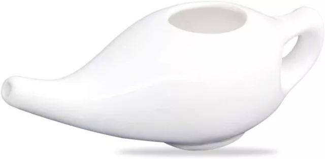 Ceramic Neti Pot for Nasal Cleansing with 10 Sachets of Neti Salt by