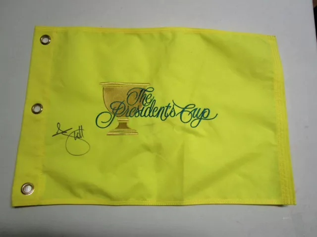 Adam Scott Hand Signed Presidents Cup Flag Unframed + Photo Proof C.o.a