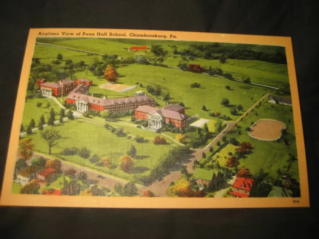 1940s Chambersburg PA Postcard Airplane View Girls School Penn Hall Jr. College