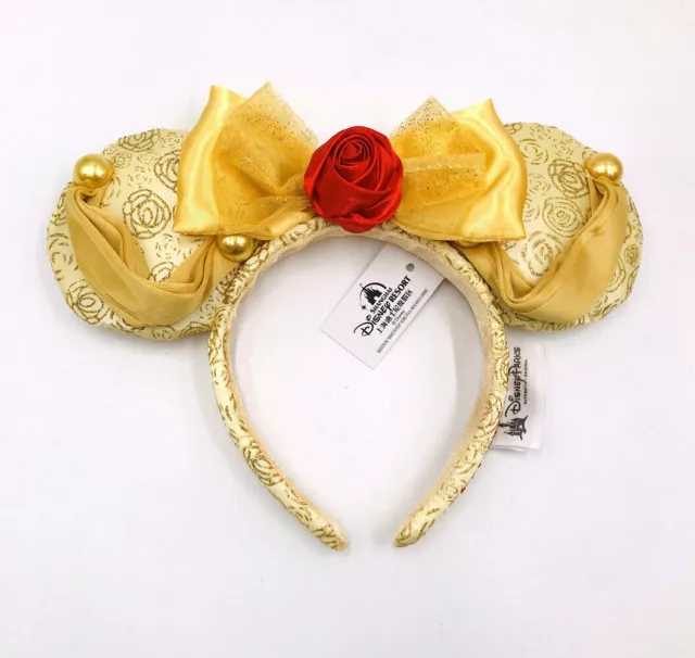 Disney Park Mickey Beauty and The Beast Minnie Mouse Ears Belle Bow Headband