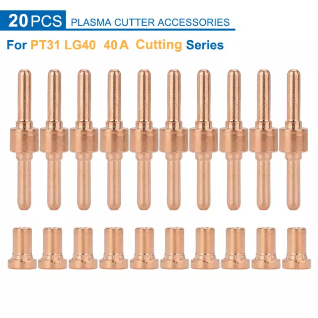 20Pcs Plasma Cutter Consumables Kit PT-31 LG-40 40A lengthening Electrode Nozzle