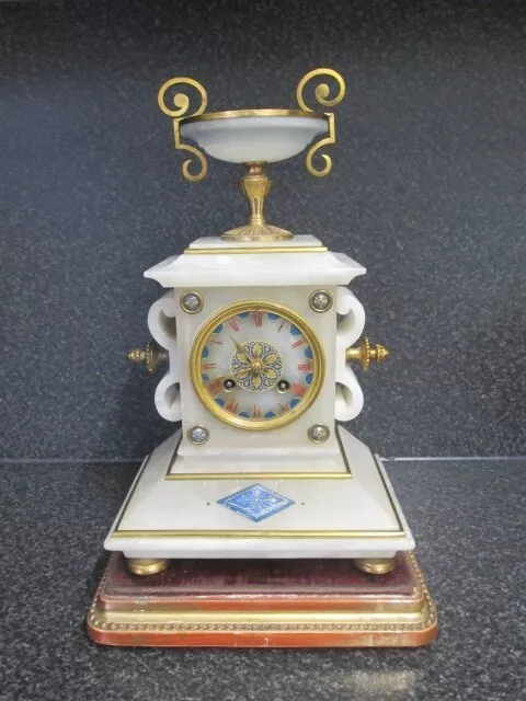 A Late 19th Century French Alabaster & Gilt Mantel Clock