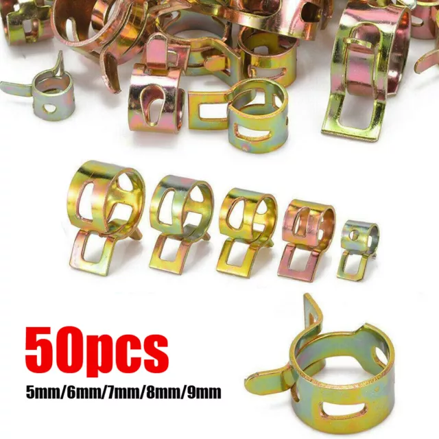 50X Spring Clip Fuel Water Pipe Line Hose Air Tube Clamps Fastener 5/6/7/8/9mm