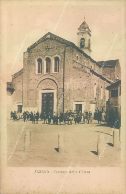 m221 cartolina siziano facciata della chiesa provincia di pavia