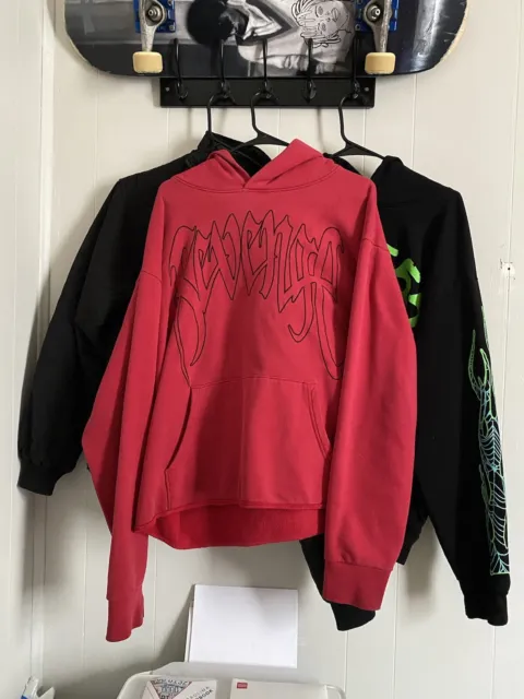 Revenge Red Embroidered Outline Hoodie XL