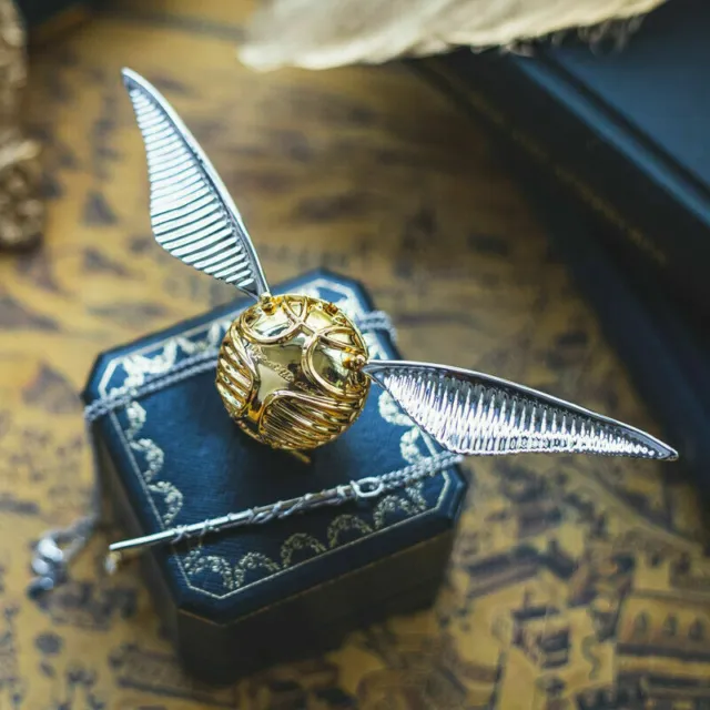 Harry Potter Platinum Wing Golden Snitch Ring Box Jewelry Storage Necklace Chain 3