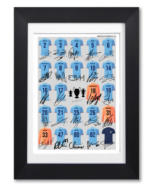 MANCHESTER CITY TREBLE Winners 2023 Team Squad Signed Poster Print