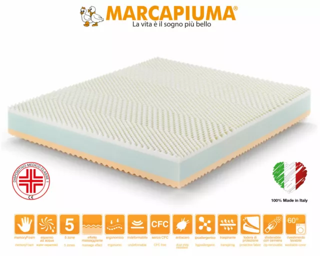 MATERASSO MATRIMONIALE 160X190 H 21 cm MEMORY RAINBOW ALOE ANTIACARO Marcapiuma 2