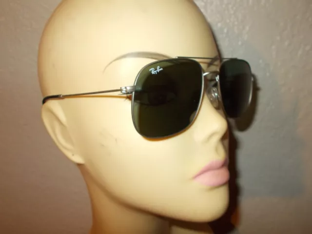 Ray Ban RB 3595 Andrea 9116/71 Matte Silver Coated Green Lenses Sunglasses