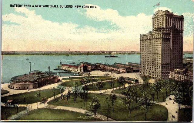 Battery Park Whitehall Building New York City New York Aerial View DB Postcard