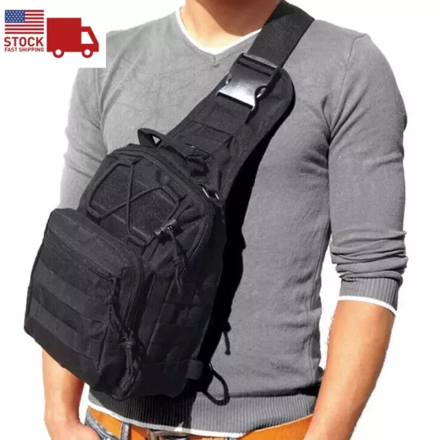 Mens Backpack Tactical Sling Shoulder Bag Molle Travel Chest Pack Outdoor Hiking