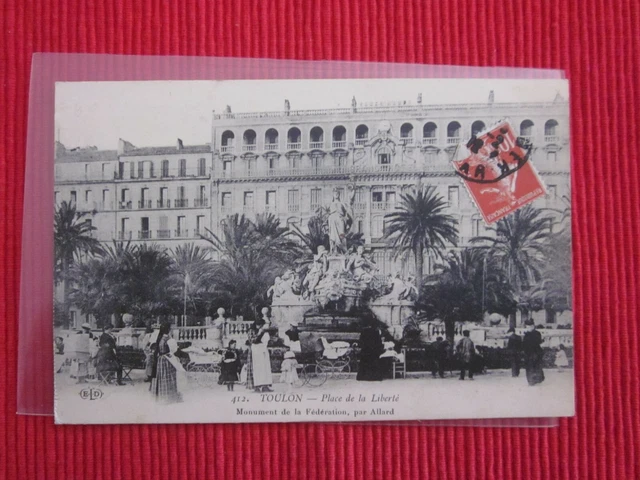 Cpa Ecrite Timbre Toulon Place De La Liberte Var 83