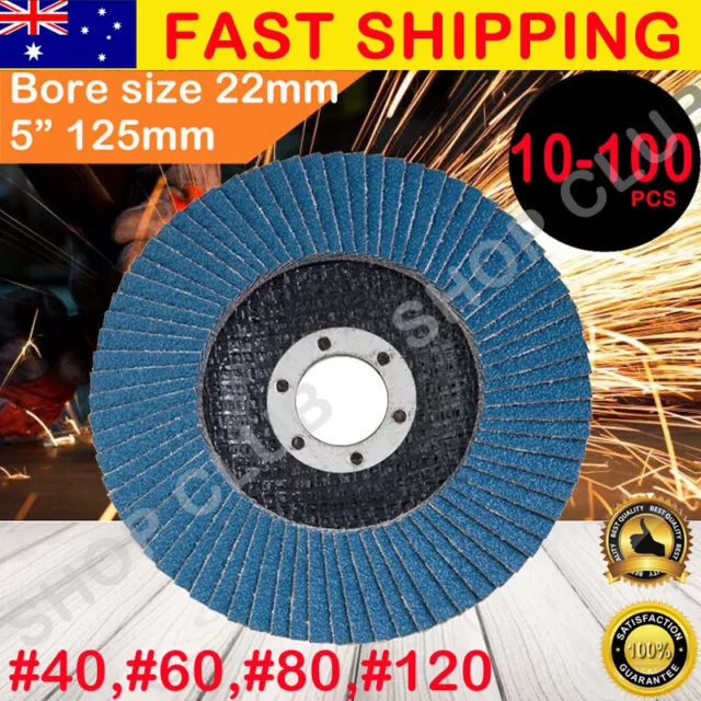 125mm FLAP DISCS ZIRCONIA 5" SANDING WHEELS ANGLE GRINDER METAL 40 60 80 120 #