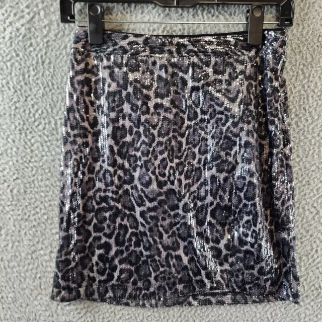 MICHAEL MICHAEL KORS Sequined Cat-Print Mini Skirt Women's XS Multi Side-zipper