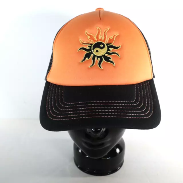 Urban Outfitters UO Icon Trucker Hat Sun Ying Yang Cap Snapback Orange NEW