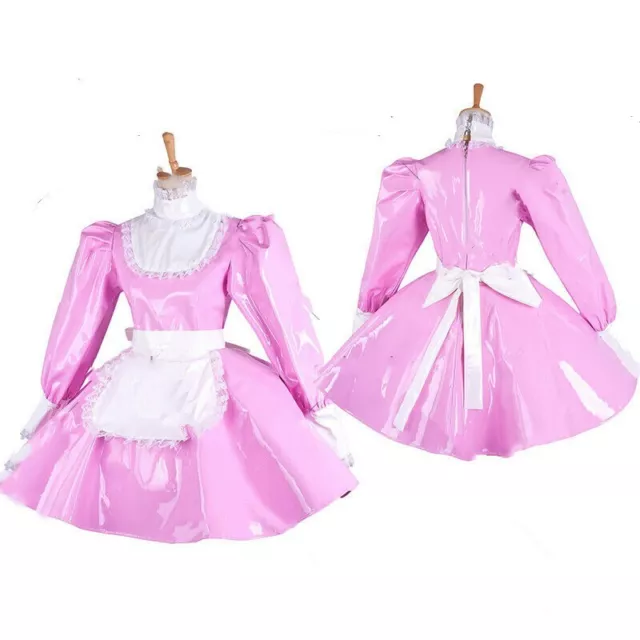 Pink Pvc Sissy Maid Lockable Dress Vinyl Uniform Cosplay Tailor Made[ 21 60 Picclick