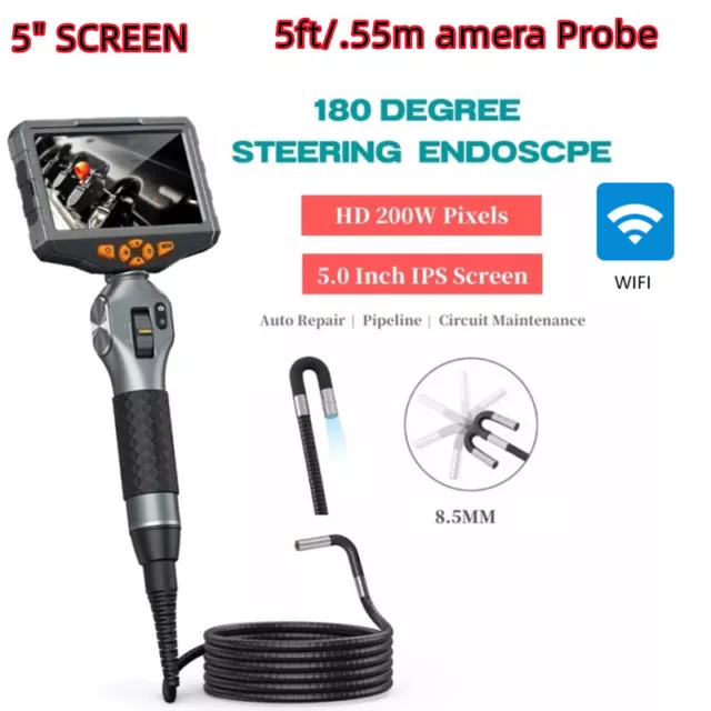 Articulating Borescope, Teslong 5 inches IPS Video Endoscope Inspection Camera