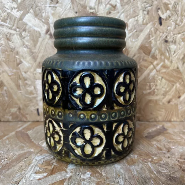 Vintage Mid Century Bay Keramik West Germany Pottery Vase 289 15cm - Green Black
