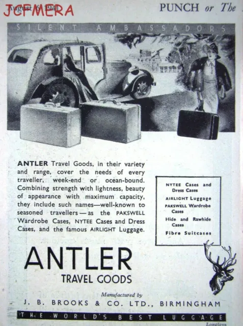 'ANTLER' Leather Suitcases Travel Goods Advert - Small WW2 1941 Print Ad