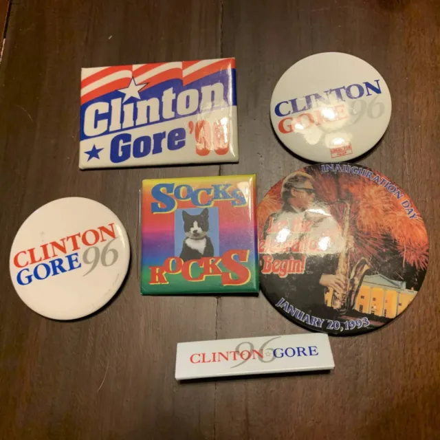Vintage Political Buttons. Bill Clinton Al Gore. 1996. USA. President. Lot Of 6.