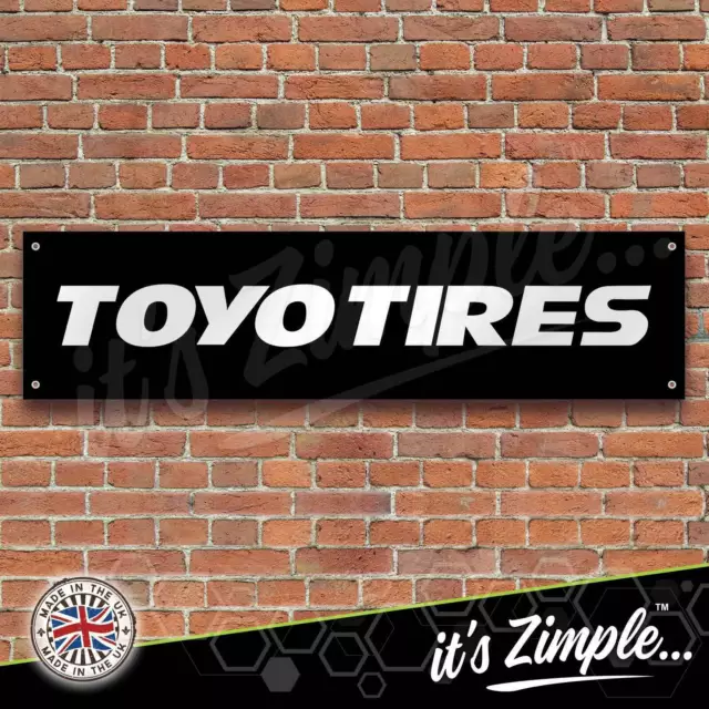 Toyo Tyres Logo Black Banner Garage Workshop Sign Printed PVC Trackside Display