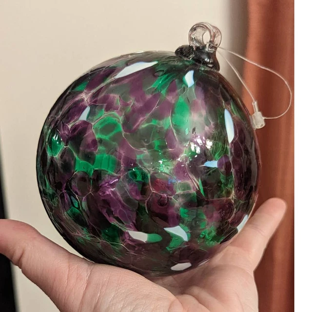 5" Blown Glass Ornament - Purple & Green