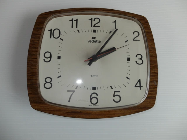 Horloge Vedette Vintage - Contour Formica Marron - Made In France