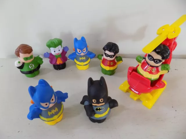 Lot 7 Fisher-Price Little People Super Heroes The Joker Green Lantern Batman Lot 7 Fisher-Price Little People Super Heroes The Joker Green Lantern Batman
