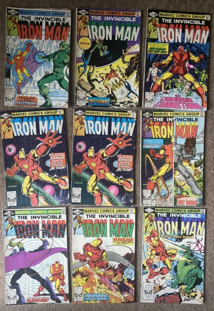 The Invincible Iron Man Lot of 9 - Marvel Comics, 1980-82 (Bronze Age) - VG