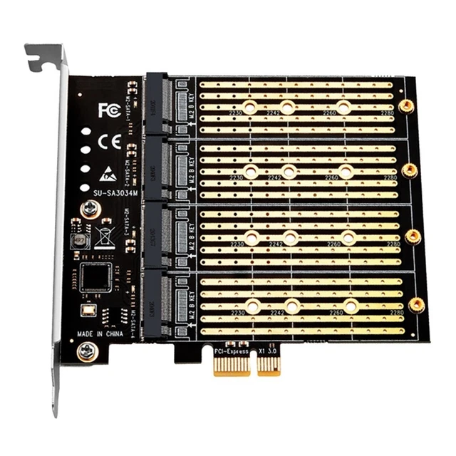Caa3 ADAPTATEUR PCI-E PCI Express X1 4 Ports B Key M.2 NGFF SATA Expansion ...