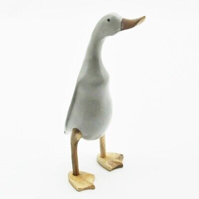 Wooden Duck Grey Statue Hand Painted Home Decor Xmas Gift Stocking Filler
