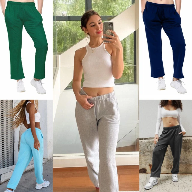 Ladies Gym Bottoms Open Hem Fleece Ladies Trousers Womens Joggers Jogging Pants