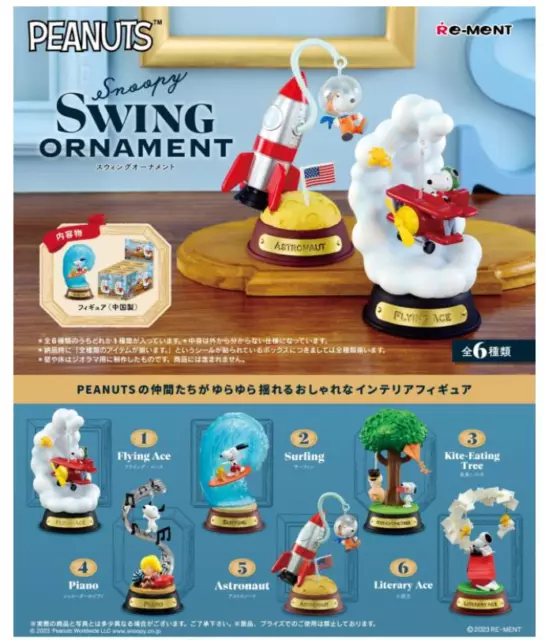 Re-Ment PEANUTS SNOOPY Snoopy SWING ORNAMENT 6 type set Japan NEW