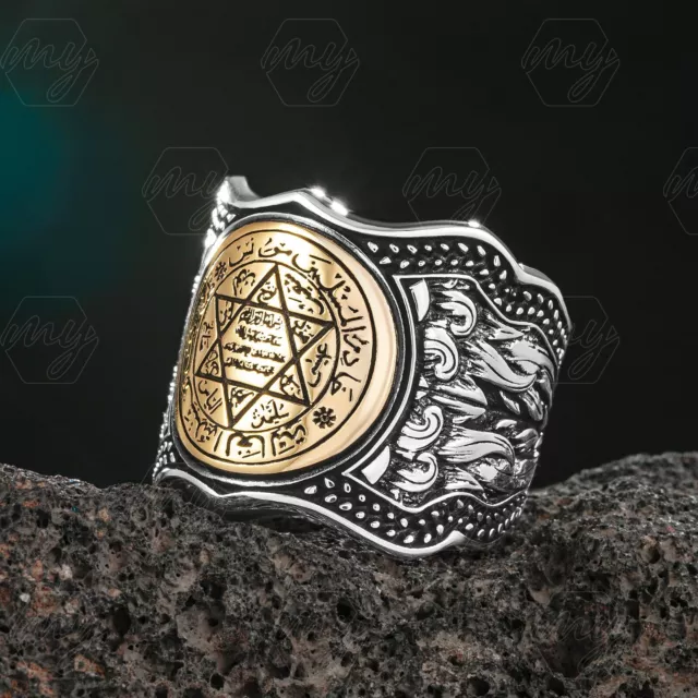 925 Sterling Silver Seal of Solomon Archer Men's Ring Adjustable Size