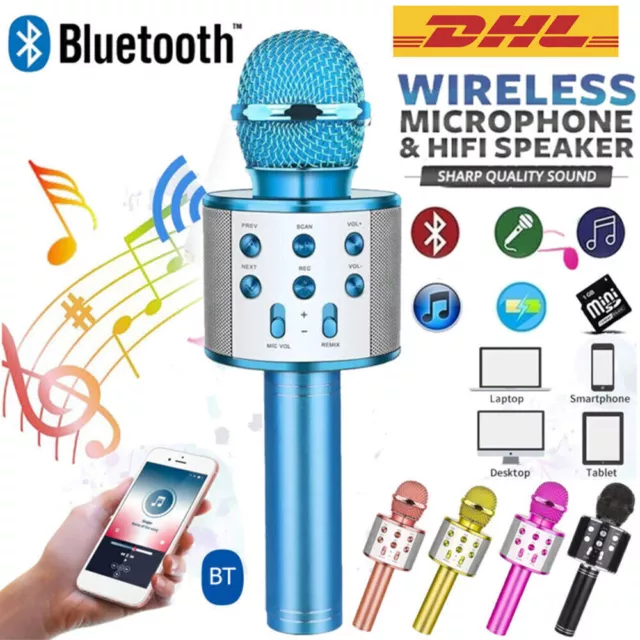 Bluetooth Karaoke Mikrofon Tragbares Handmikrofon für Kinder und Erwachsene NEU