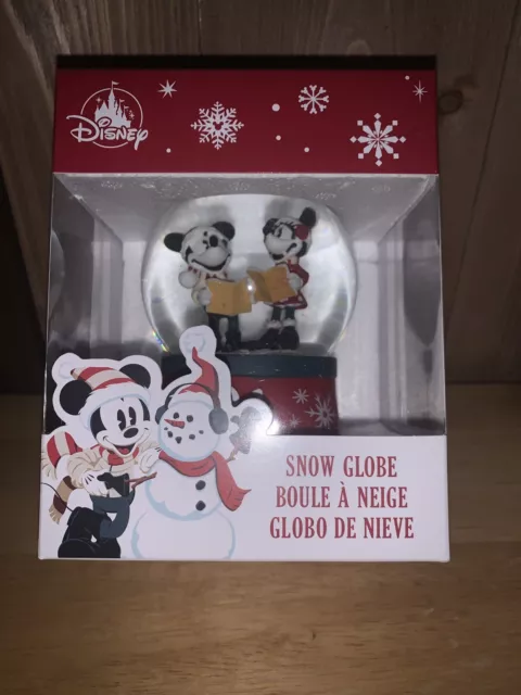 Disney Store Mickey Mouse Minnie Mouse 2021 Christmas Snow Globe