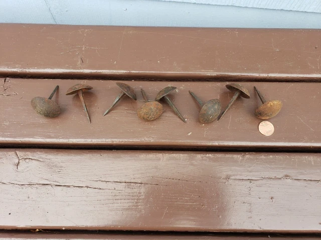 8 Antique Wrought Iron 19th Century??  Hand Forged Door Studs Barn Find