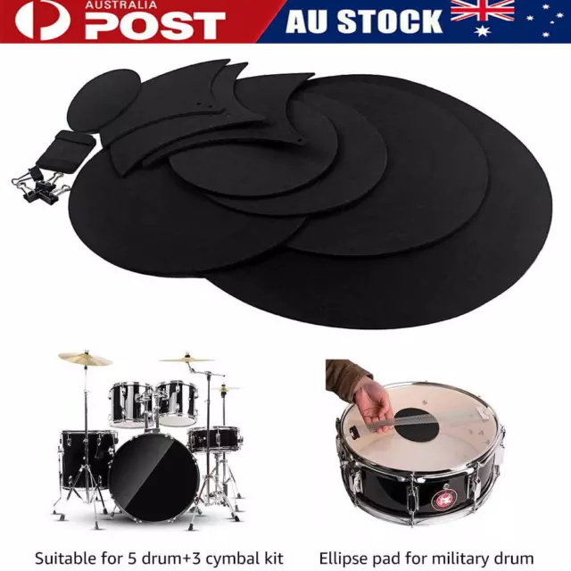 14Pcs Drum Mute Pads Silencer Drumming Practice Rubber Foam Pad Cymbal Mute Pad