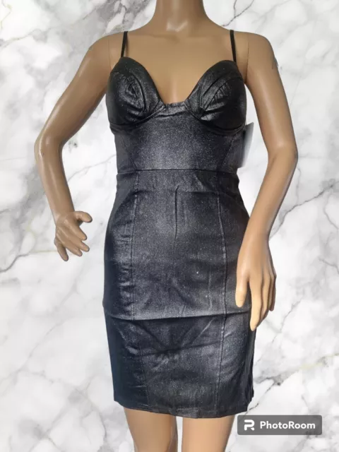 Infiny Paris Pu Glitter Bralet Bodycon Dress - Size M (10)