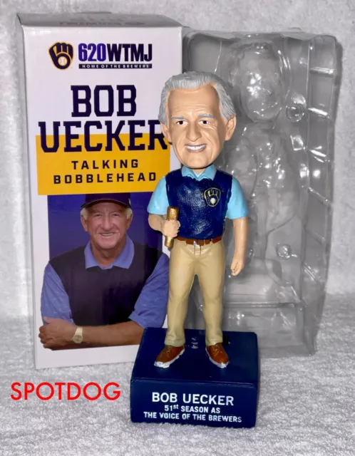 2021 Bob Uecker Milwaukee Brewers Talking Announcer Sga Bobblehead - Nib