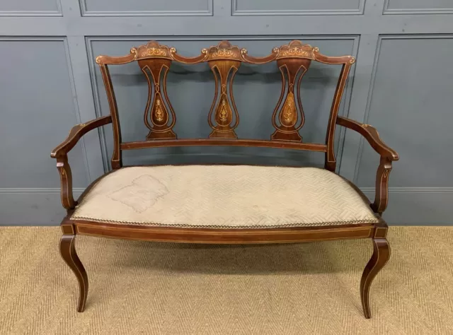 Antique Inlaid Mahogany Settee
