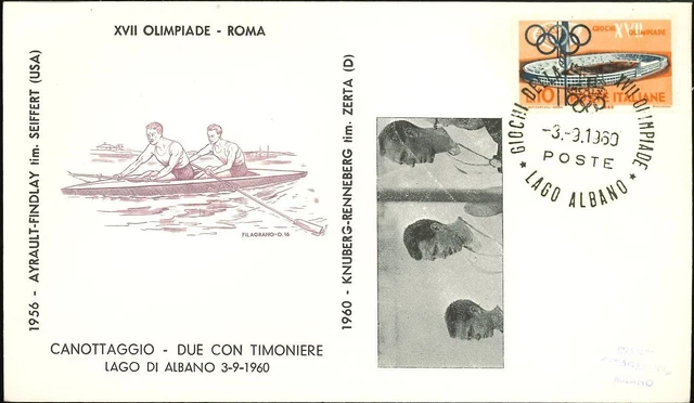 🏅 Olimpiade Roma 1960 - Canottaggio Due Con - Oro Germania - Special Cover