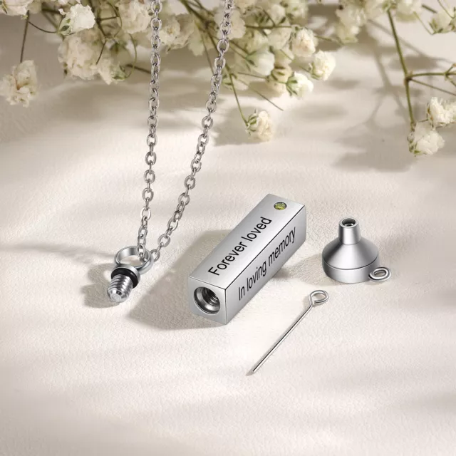 Collana Ceneri Cremazione Personalizzata Ciondolo Cubo Urna Locket Memoriale Memoriale