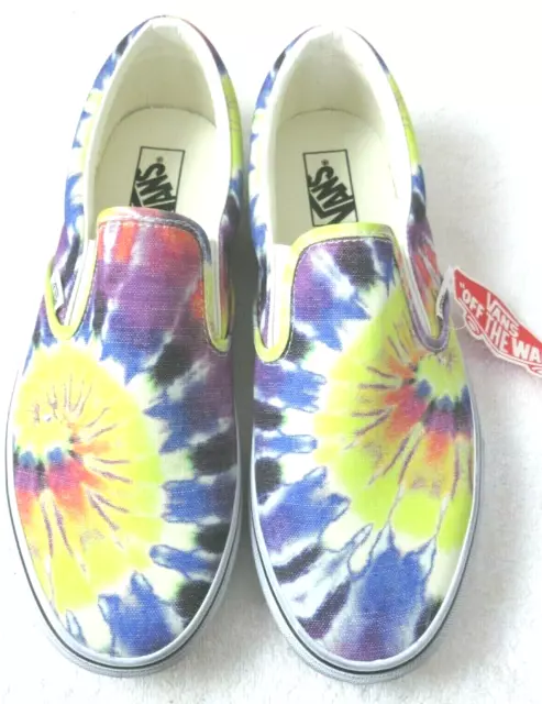 Vans Women's Classic Slip On Washed Tie Dye True White Canvas Shoes Size 7.5 NIB